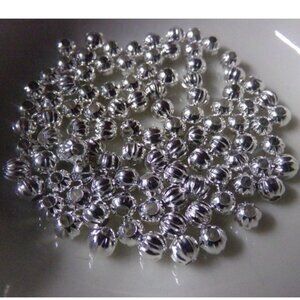 Silver Plated Corrugated Spacer Beads
